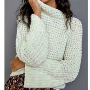 Anthropologie Maeve Dionne Mint Bell Sleeve Chunky Knit Sweater - Size S